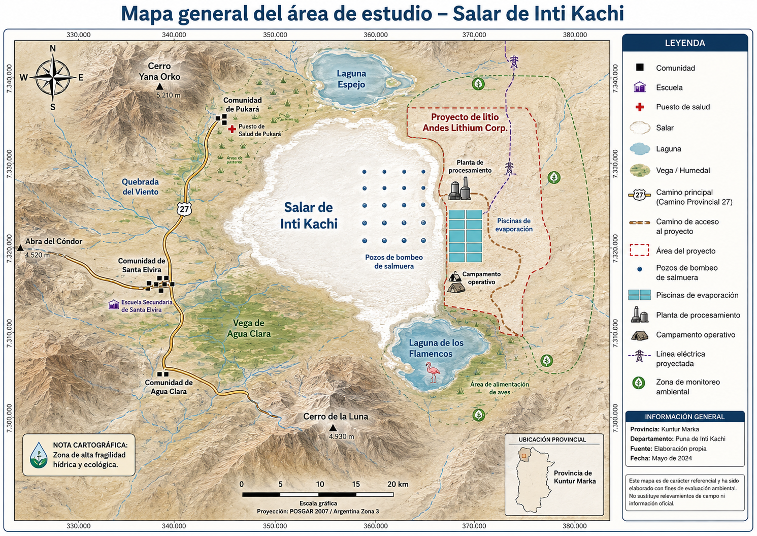 Mapa general del área de estudio del Salar de Inti Kachi